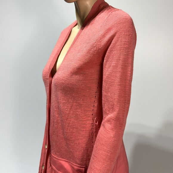 Tommy Hilfiger Cardigan Womens Size XS Pink Coral Button V-Neck Long Sleeve NWT - Picture 5 of 11